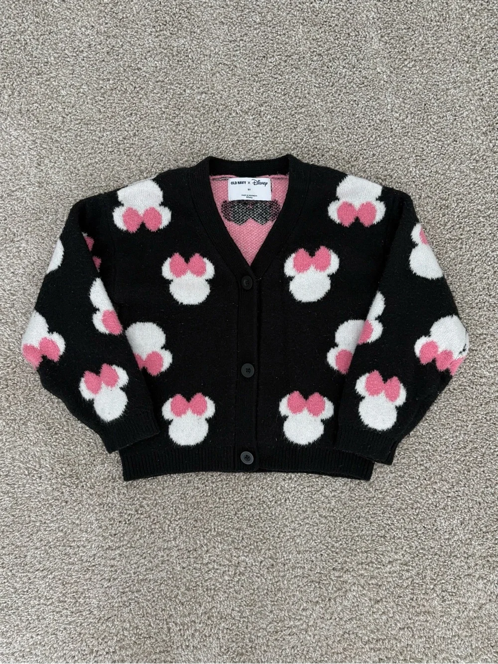 Old Navy Toddler Black Minnie Mouse Bow Cardigan Size 5T